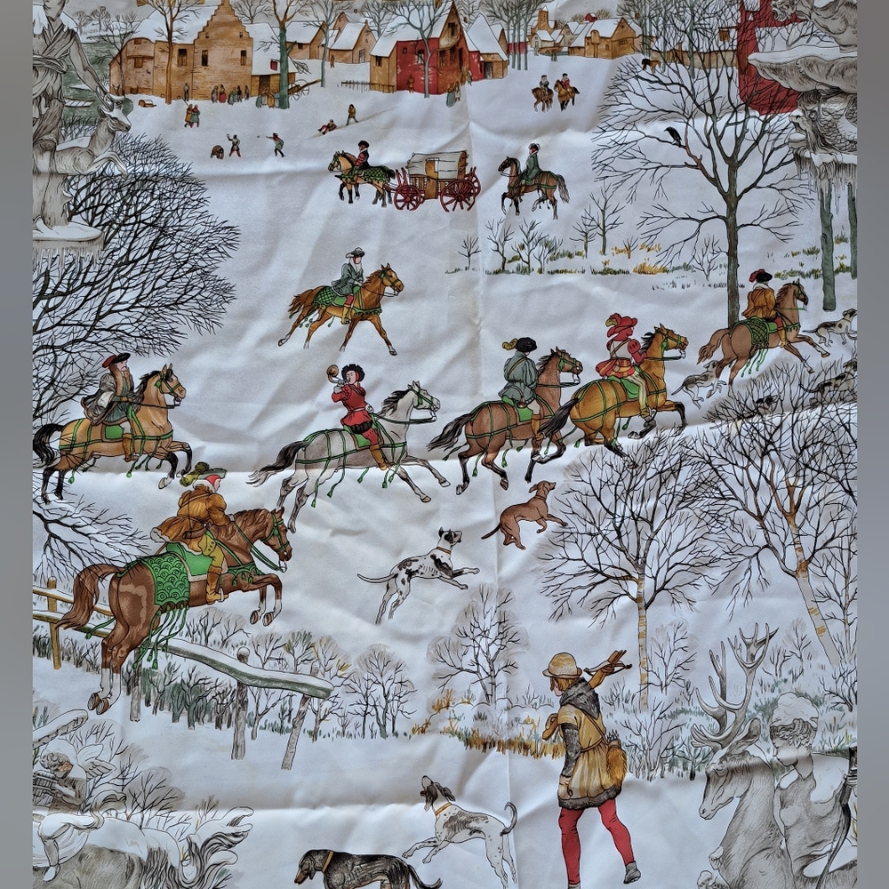 Hermes Red and Gold Equestrian Scarf - Picture 9 of 14